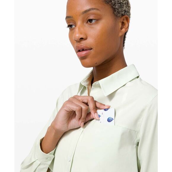 Lululemon Full Day Ahead Button-Up Long Sleeve Shirt in Springtime Sz 6 - Picture 4 of 12